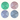 Four round Pouty Paws silicone dog lick mats in green, pink, lavender and blue, each with varied textures