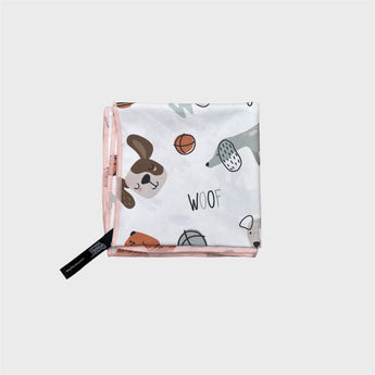 Pouty Paws dog paw towel folded showing dog print design with hang loop
