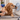 Golden retriever licking a wall-mounted Pouty Paws dog lick mat while a person trims its nails